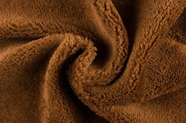 Montone merino double face shearling scamosciato pelo corto ricciolino cuoio